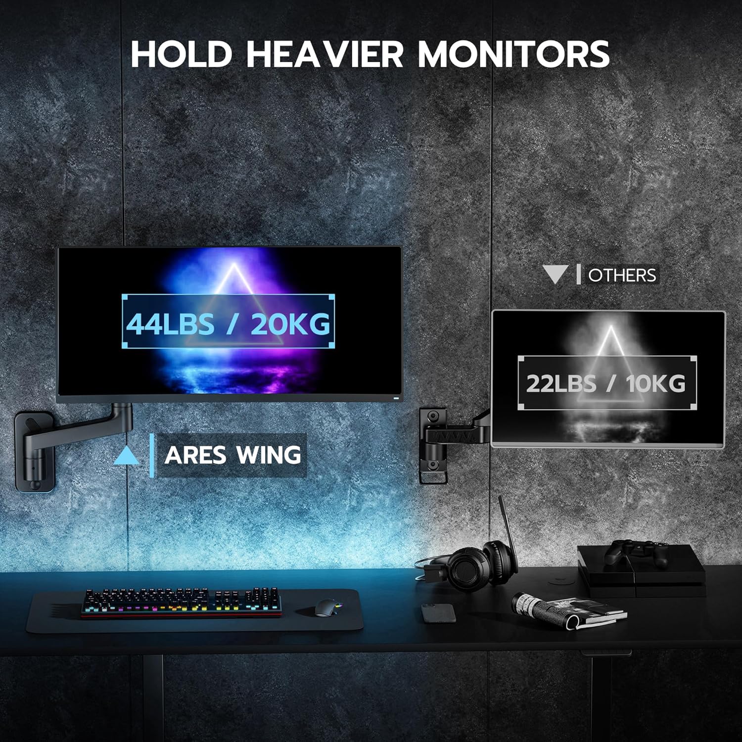 Detalle de ARES WING monitor wall mount 44lb VESA