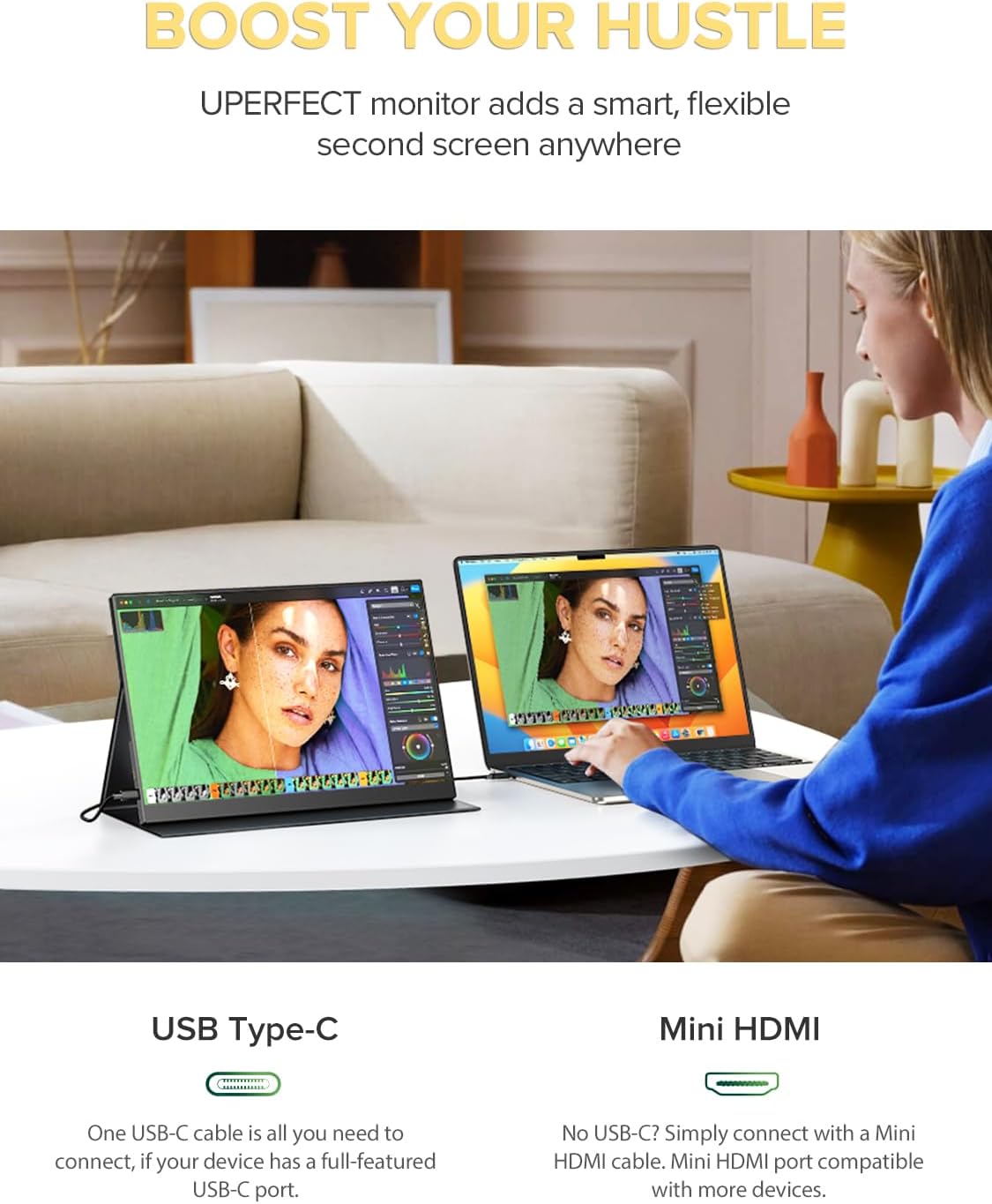 Thumbnail 6 de UPERFECT 14.5" 4K Portable Monitor: Aluminium 600 Nits, 3840x2400 UHD Matte IPS with Smart Cover
