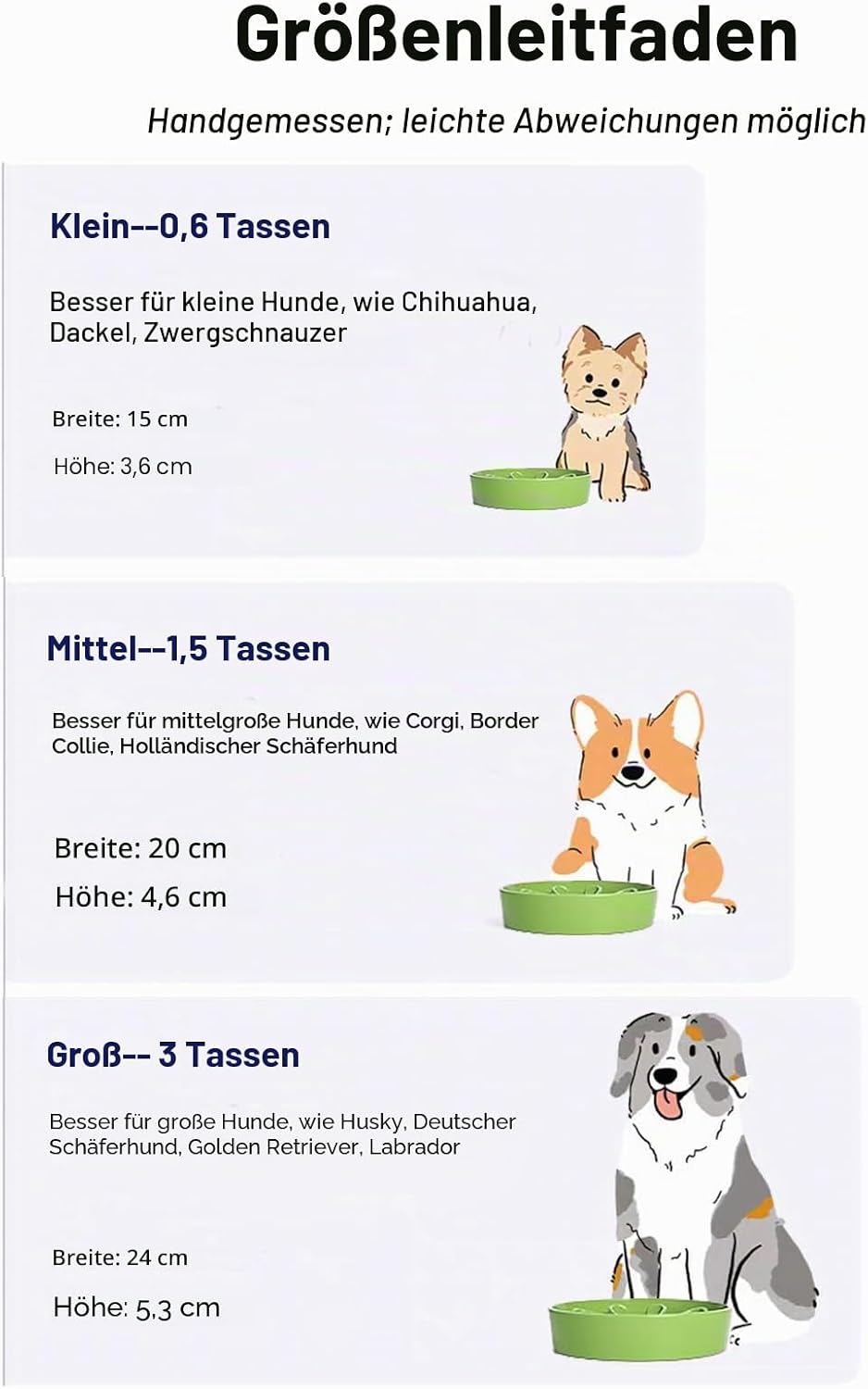 Detalle de LE TAUCI Keramik-Napf – langsames Fressen, rutschfest, für kleine bis mittlere Hunde (Grün Kleeblatt, 675 ml)