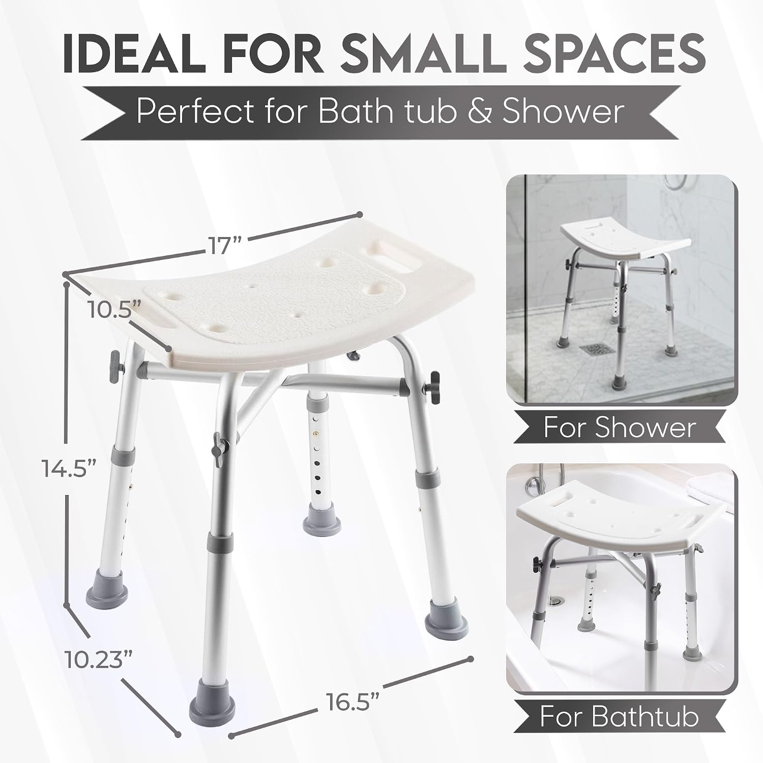Detalle de Dr. Kay's JSWCHEN-SF09 Shower Chair with Aluminum Frame and Crossbars
