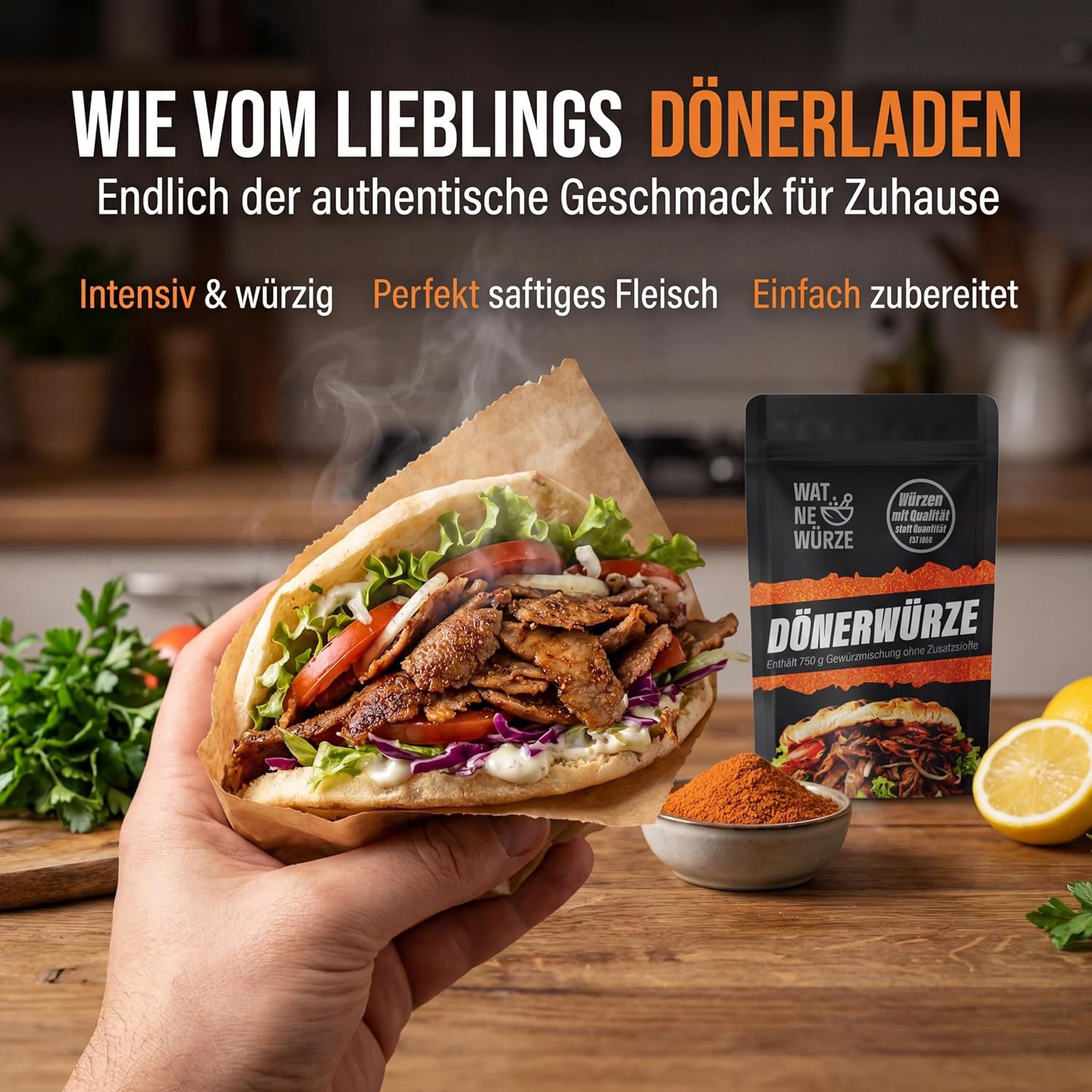 Thumbnail 2 de WAT NE WÜRZE Döner Gewürz (Dönergewürzmischung) 300 g – für Backpapier-Döner, Kebab & Lahmacun