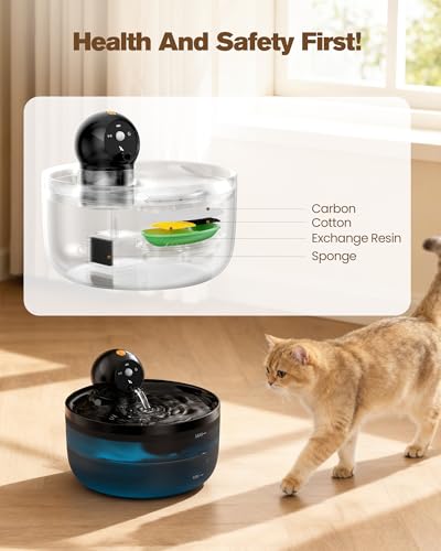 Detalle 2 de GOOIFUN Fontaine à Eau pour Chat sans Fil 2,6 L – Distributeur silencieux et rechargeable