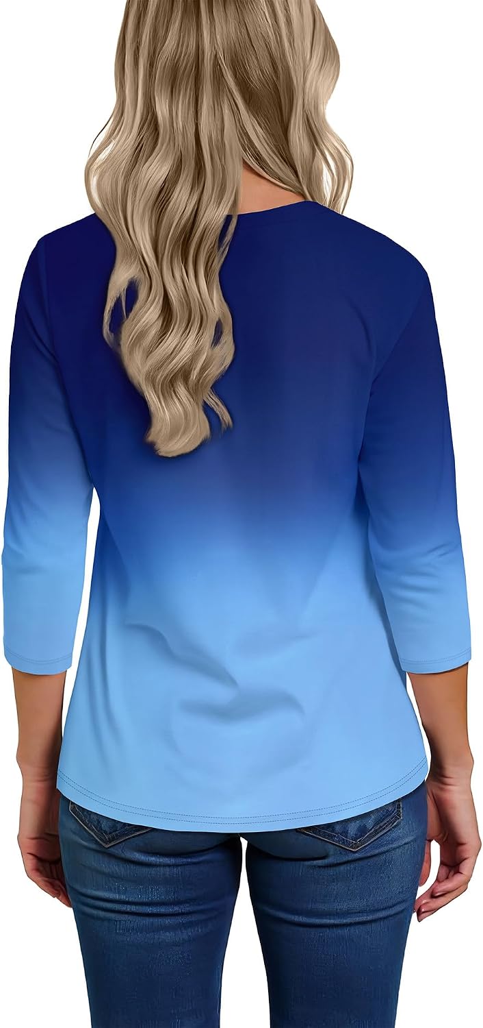 Detalle 2 de CHICALLURE 3/4-Sleeve V-Neck Tunic Tee for Women