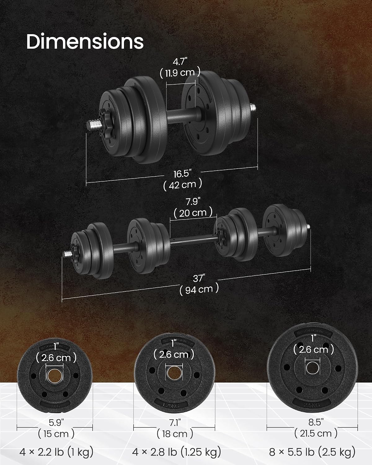 Thumbnail 5 de SONGMICS 2-in-1 Dumbbells Set: Adjustable Dumbbells with Extra Barbell Bar for Home Gyms