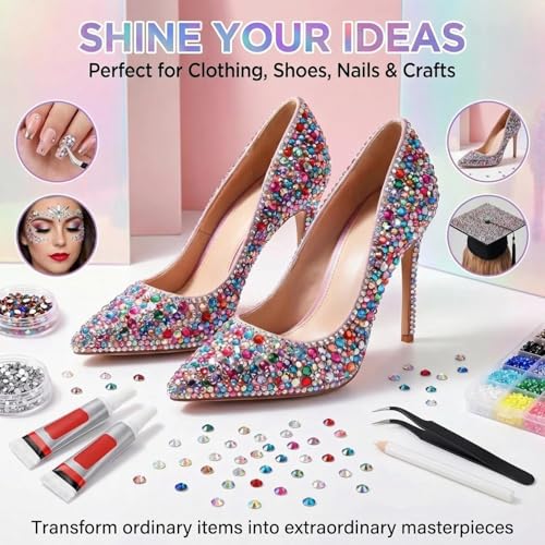 Detalle 1 de 32000 Pcs Bedazzling Kit with Glue – Zhaohyjianm 40 Colour Resin Jellies with Glue, Tweezers and Pick-up Pen