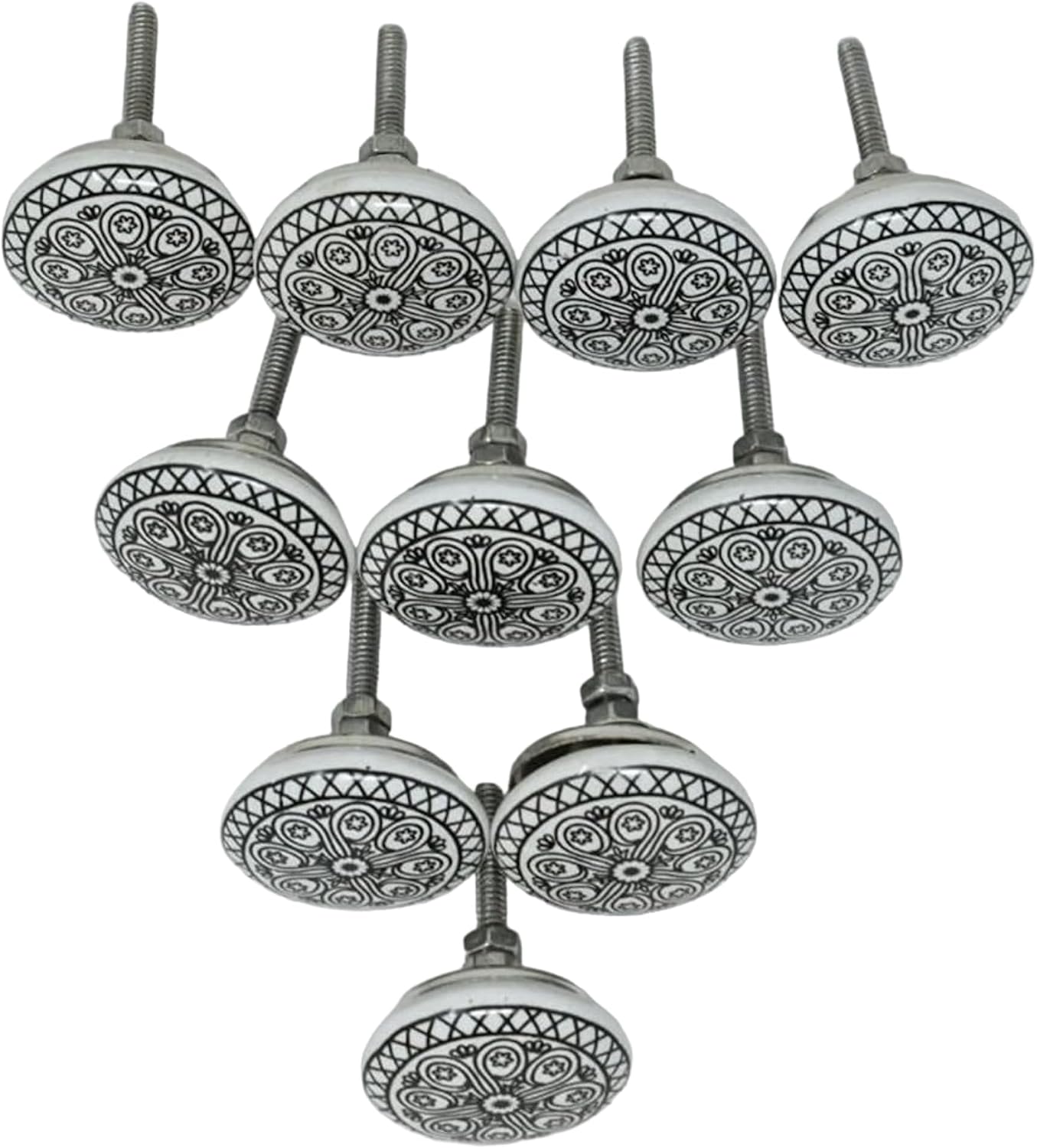 Thumbnail 6 de Ajuny AJ-UK-CK-BLACK-WHITE-LIN-10-PC – ceramiczne gałki meblowe, czarno-biały wzór, 10 szt.