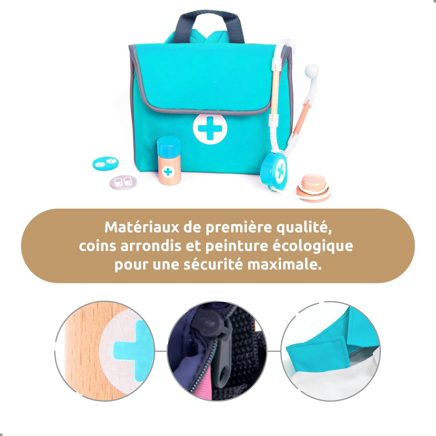 Detalle 2 de UMU Malette Docteur Enfant Bois 20 pièces