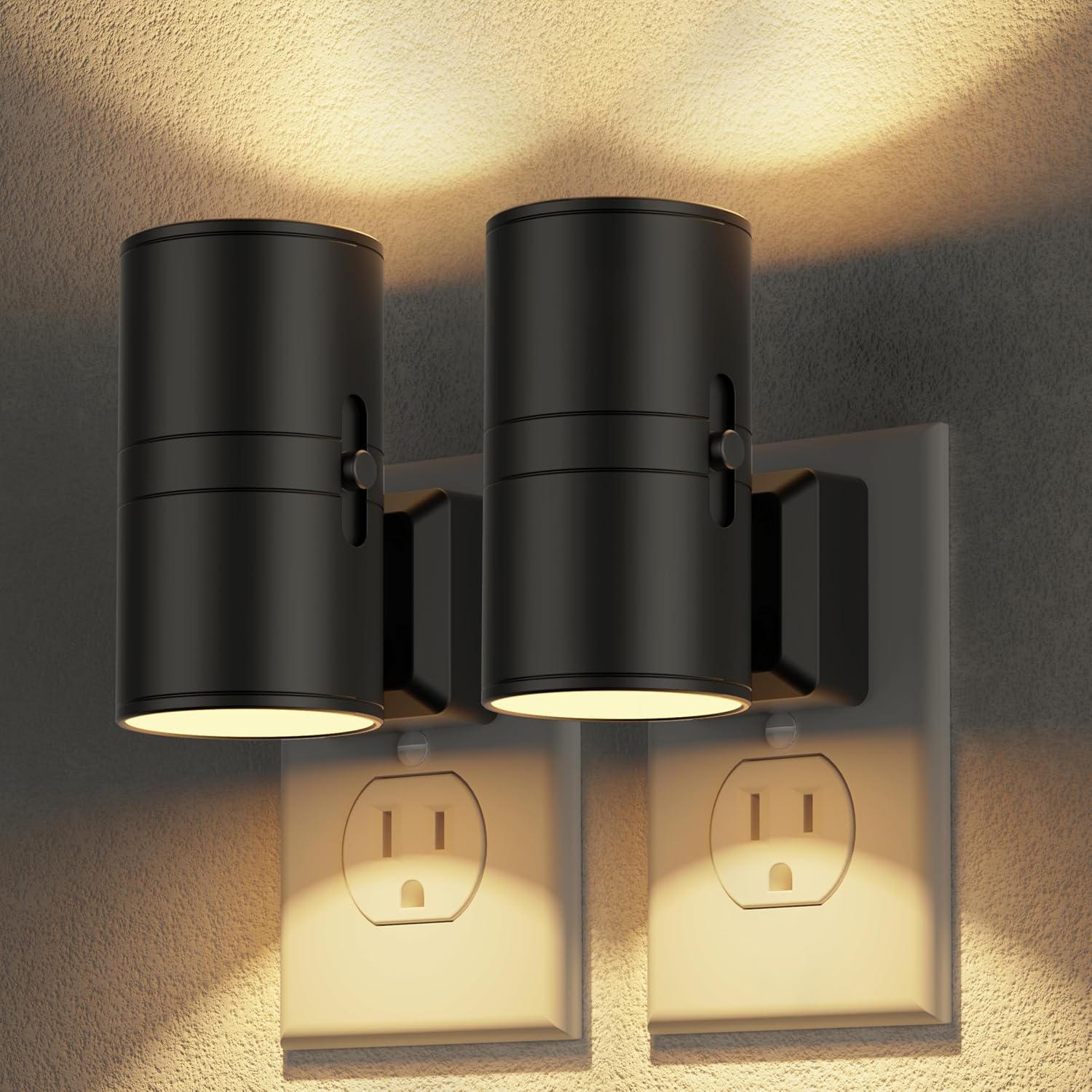 Detalle de JandCase CAC-GY06302US-2 Plug-In Night Lights, Dimmable 3000K, 2-Pack