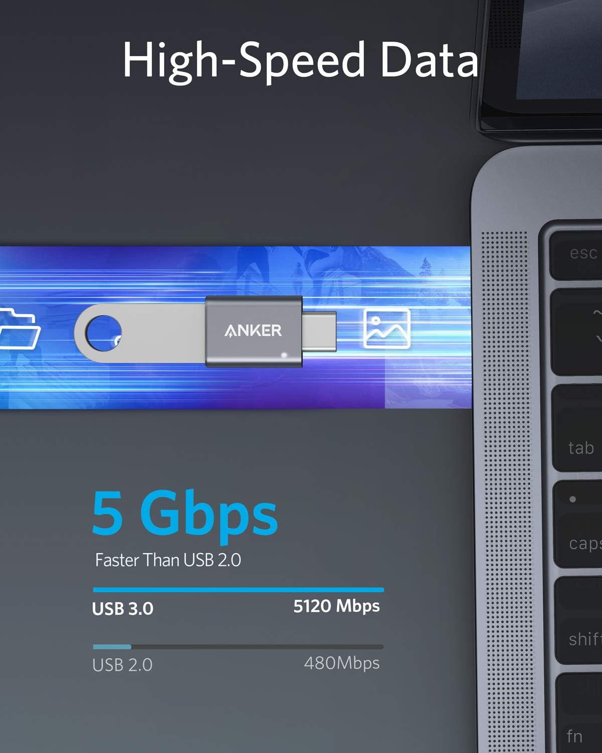 Thumbnail 2 de Anker USB-C to USB-A Adapter (2 Pack): Slim, Durable USB 3.0 Female Expansion