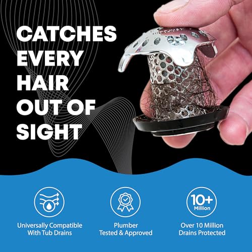Detalle de TubShroom Ultra Revolutionary Bath Tub Drain Protector Hair Catcher/Strainer/Snare, Stainless Steel – Platinum Bundle