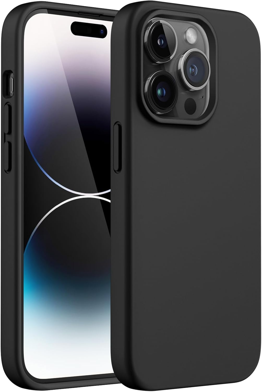 Detalle de JETech siliconen hoesje voor iPhone 14 Pro Max, zwart met microvezelvoering