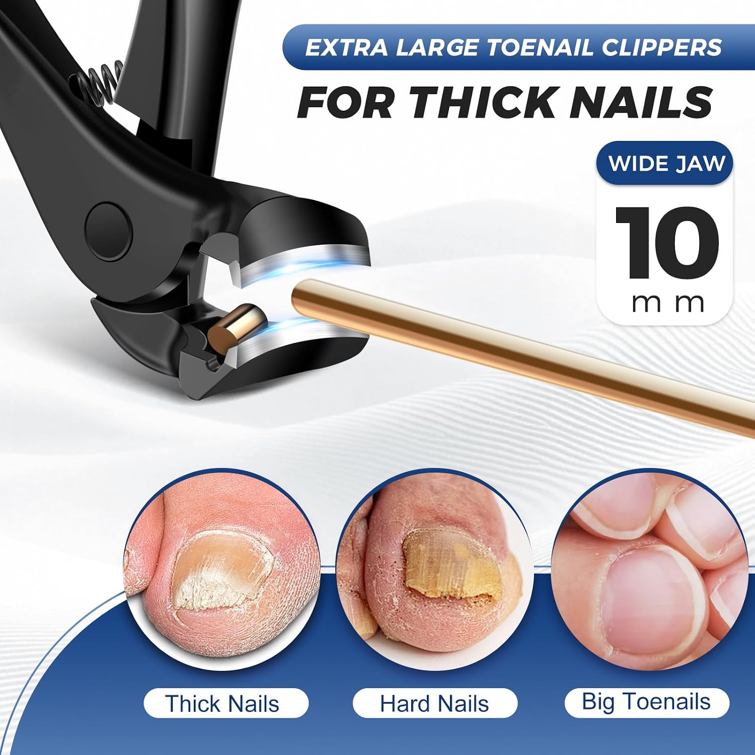 Detalle de Nagelknipser für dicke Nägel – Nagelzangen-Set (6-teilig) mit langer Hand, 45°-schräger Klinge & breiter Öffnung