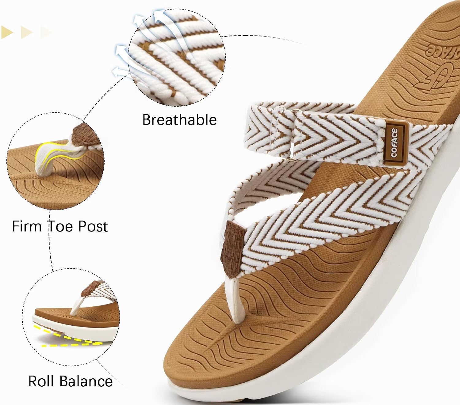 Thumbnail 6 de COFACE Womens Trendy Orthotic Flip Flops with Arch Support and Cushioned Footbed