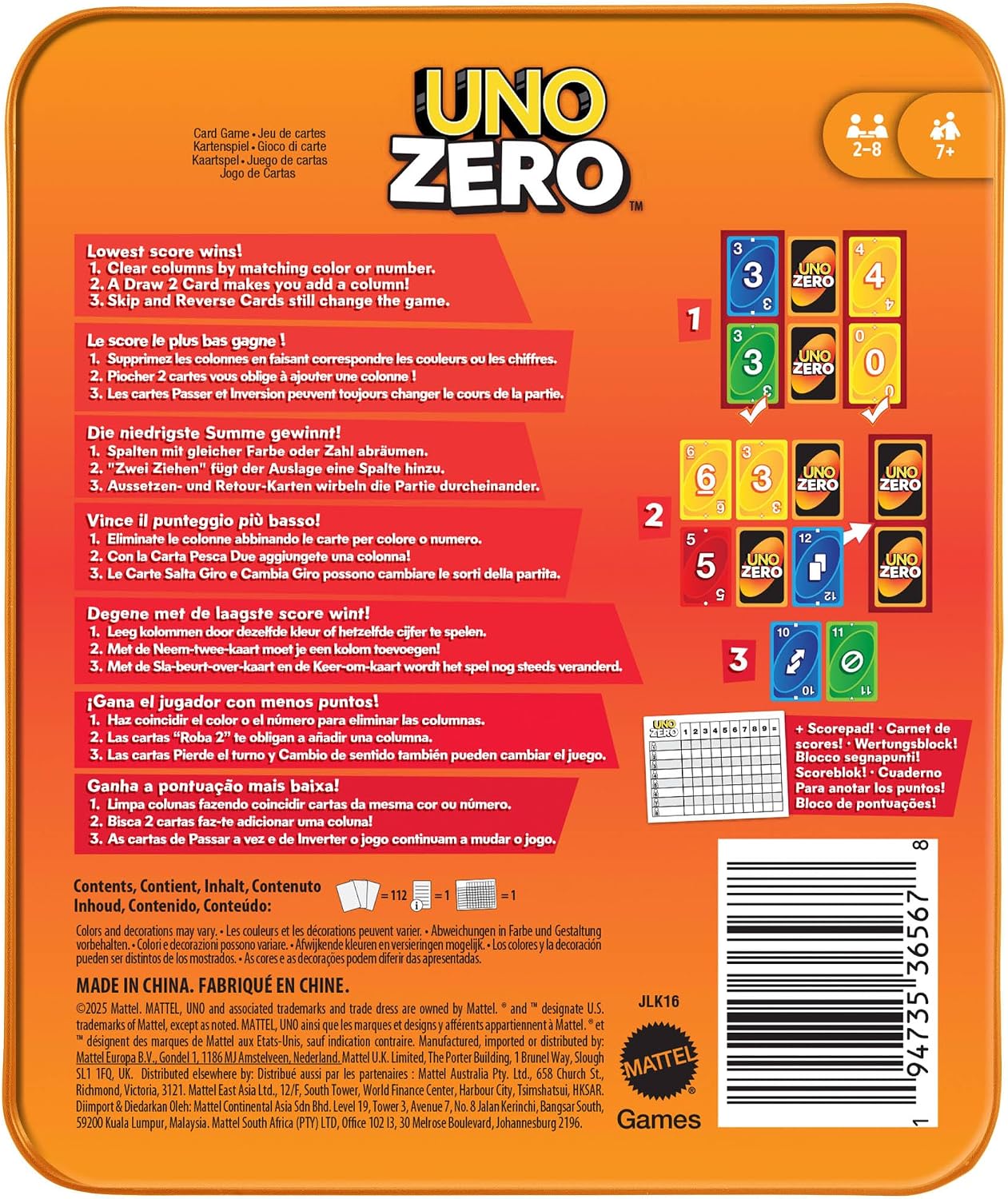 Thumbnail 4 de Mattel Games UNO Zero jeu de cartes 2‑8 joueurs