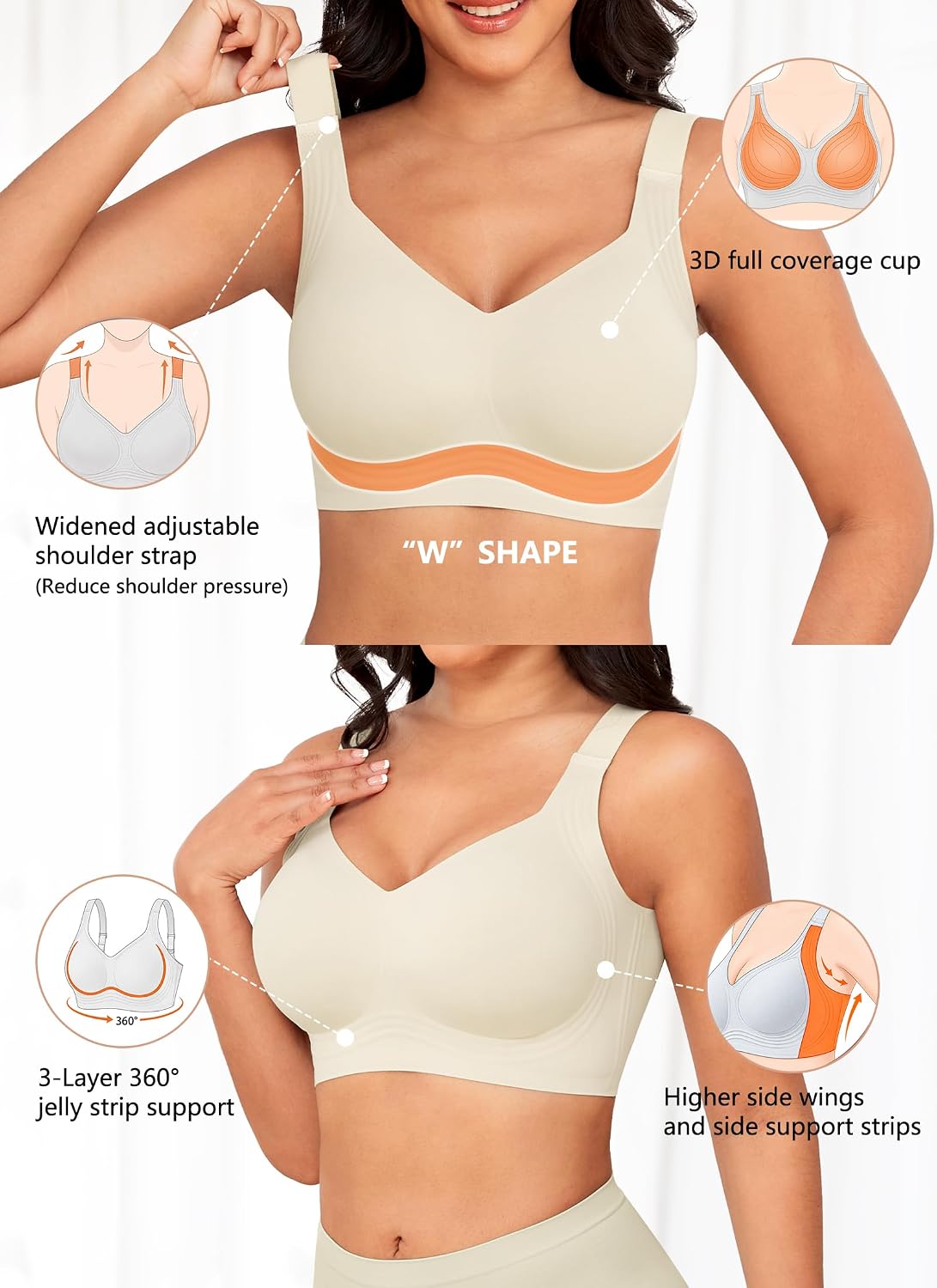 Detalle 2 de Xcutting Wirefree Padded Full Coverage Bra 4-row 🩲