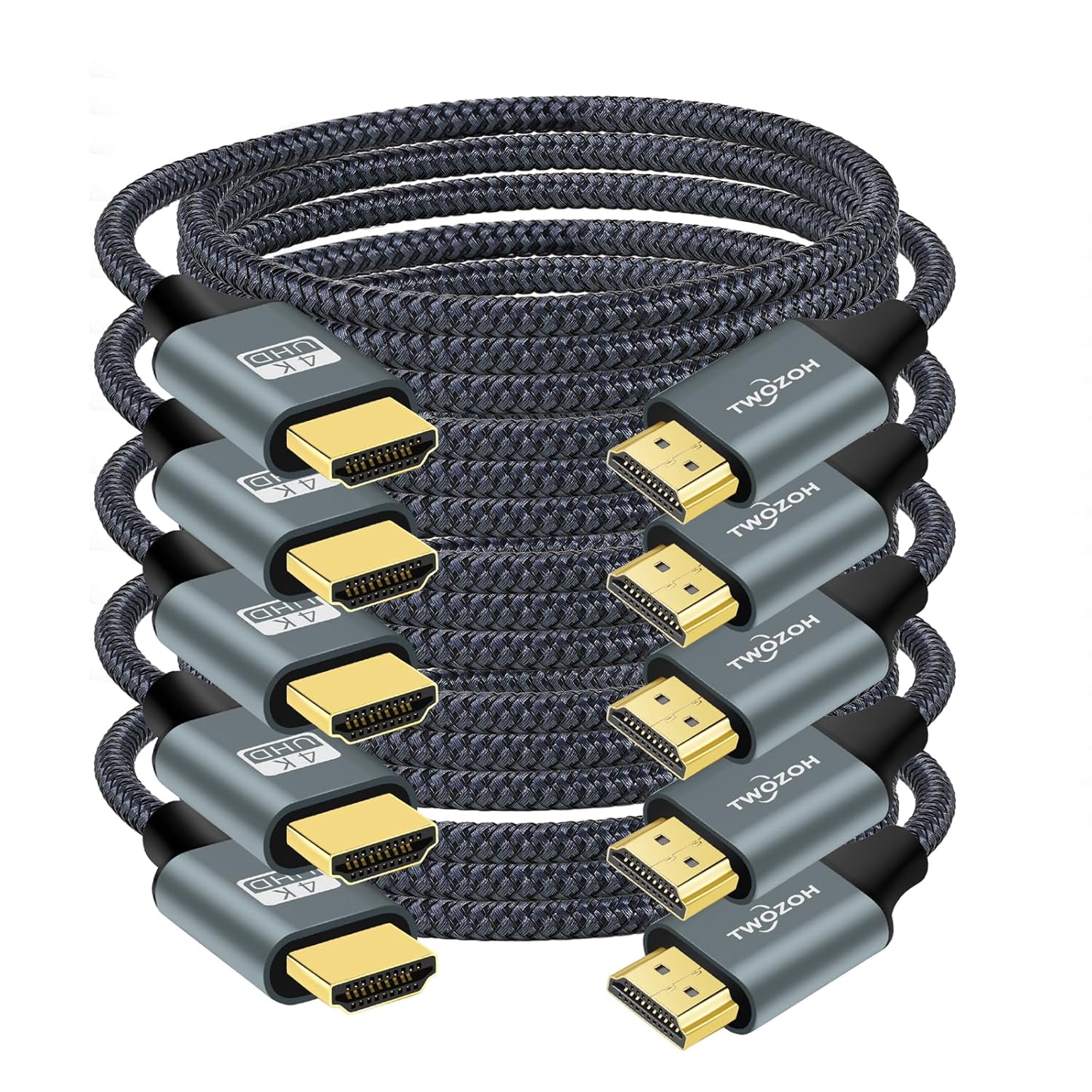 Detalle de Twozoh 4K HDMI Cable 1m 5-pack high-speed leads