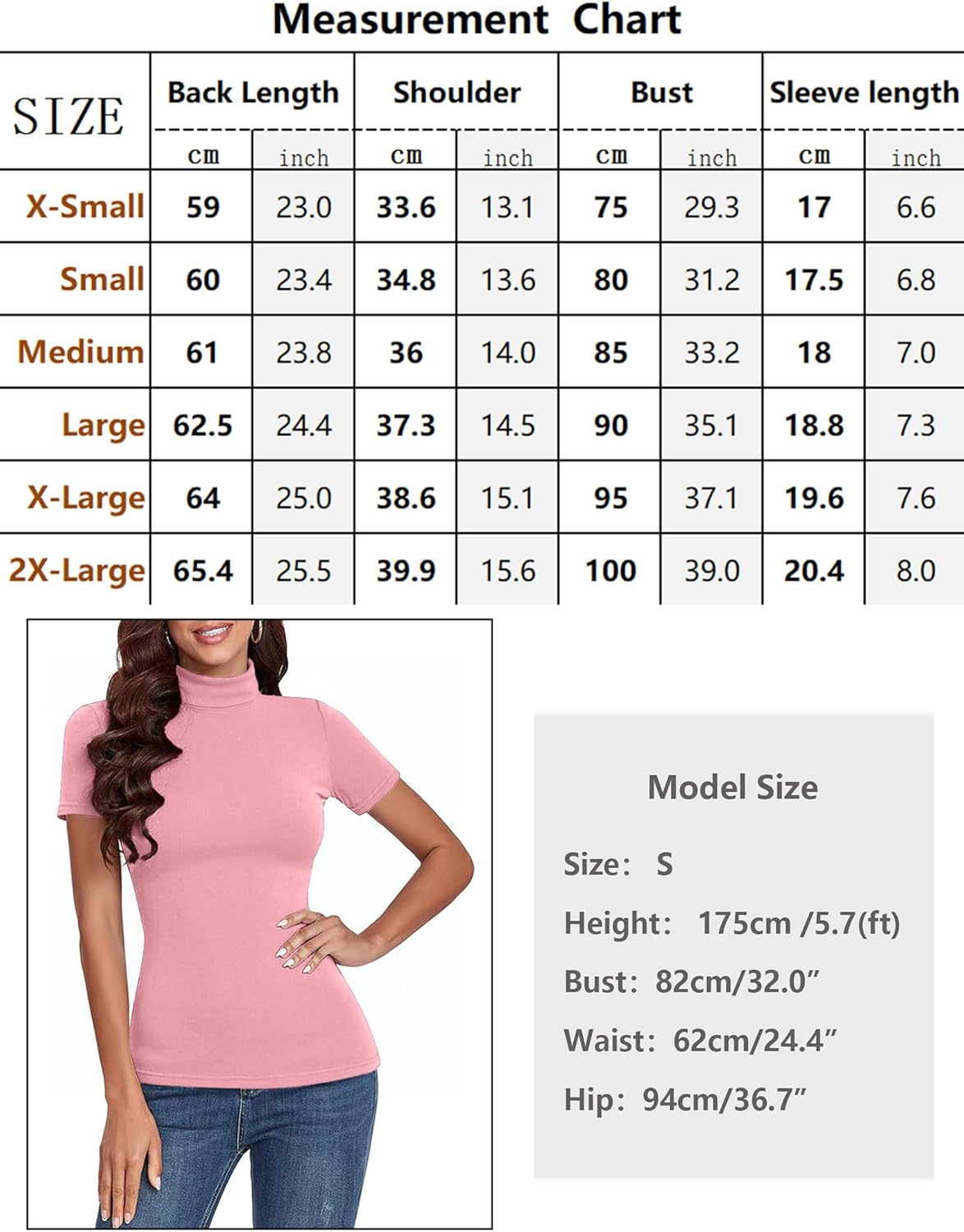 Thumbnail 5 de Totatuit T-Shirt femme à col roulé côtelé manches courtes – coton stretch, slim fit ajusté
