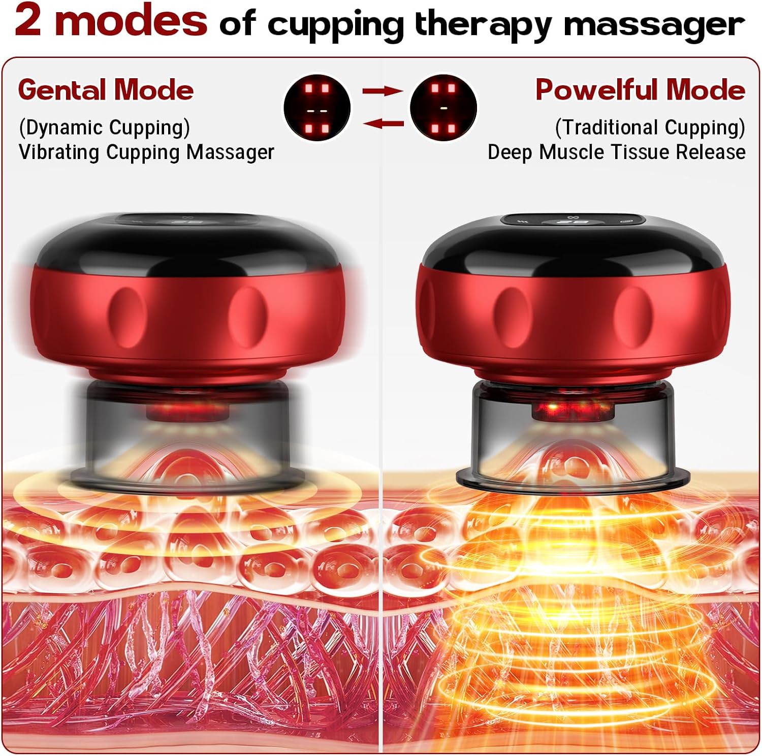 Thumbnail 2 de 2 Pack Smart Cupping Therapy Massager (7-in-1) with Red Light & Heat, 12 Suction Levels and 12 Heat Levels