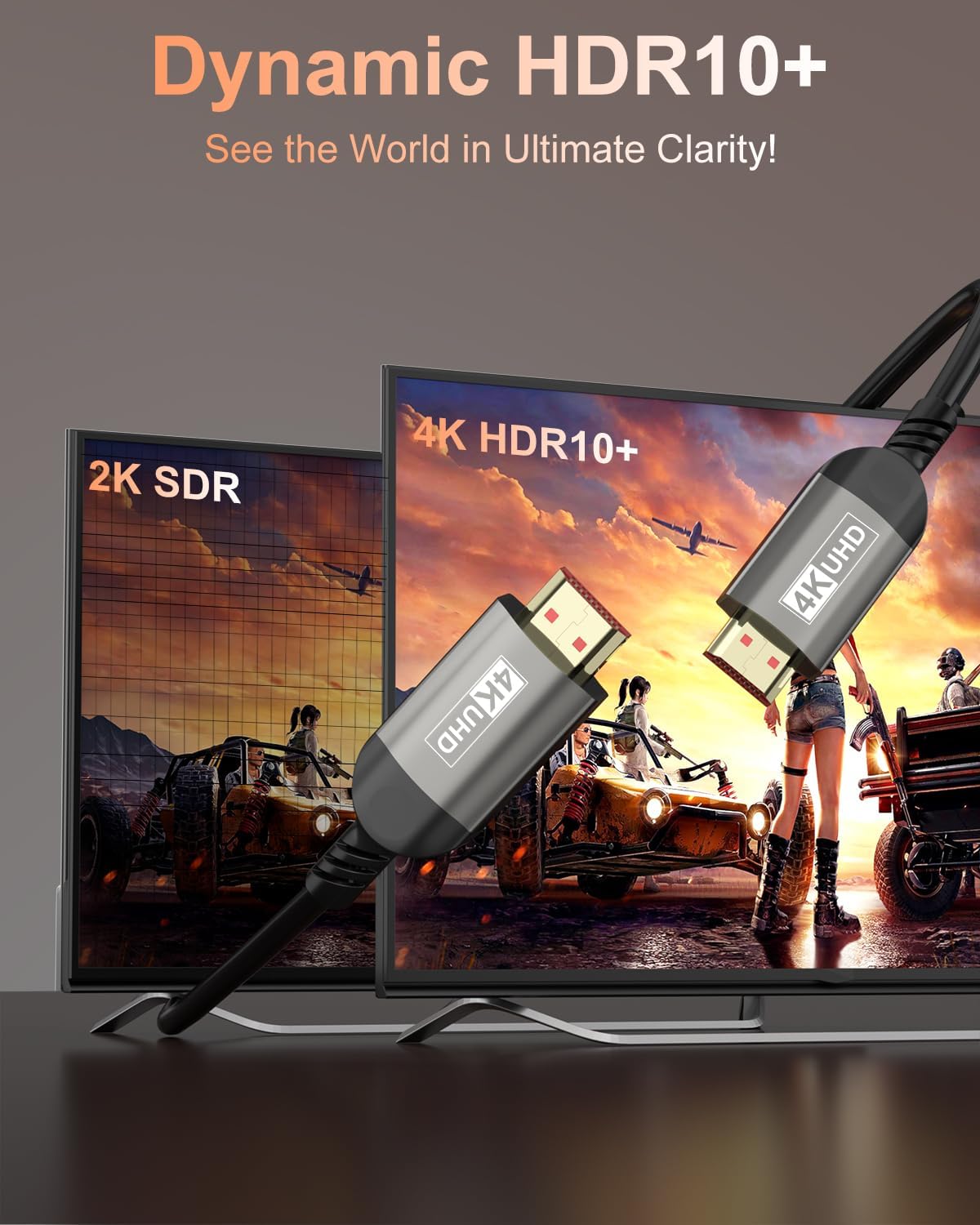 Detalle 2 de Nersligek 4K HDMI-Kabel 10 Meter (HDMI 2.0, ARC, HDR, 18 Gbps)