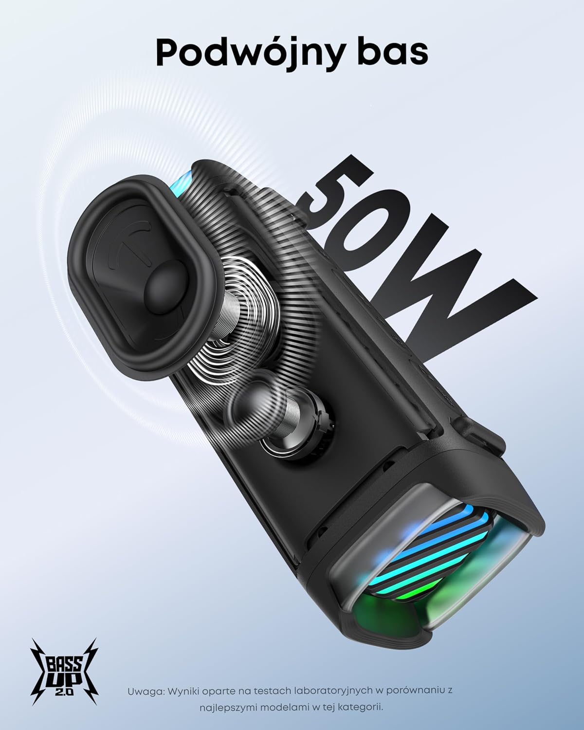 Detalle de Soundcore Boom 3i – przenośny głośnik Bluetooth 50 W, IP68, BassUp 2.0