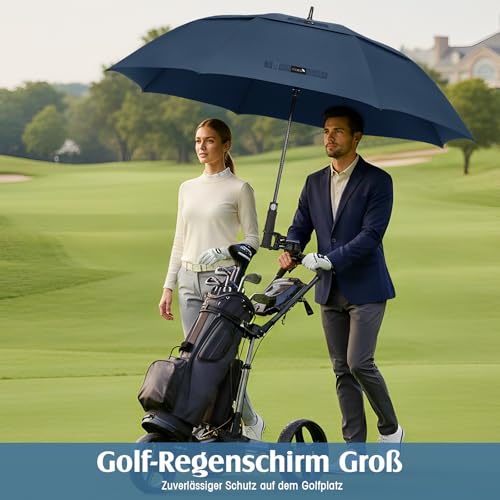 Detalle de ZOMAKE Großregenschirm Sturmfest – Golfschirm M, Marineblau
