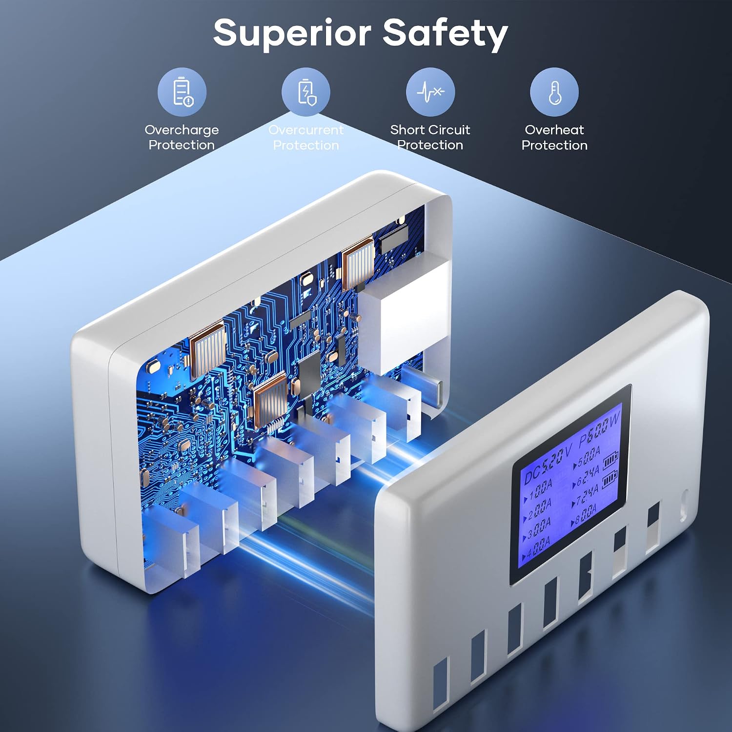 Detalle 1 de 60W USB Ladegerät 8 Ports