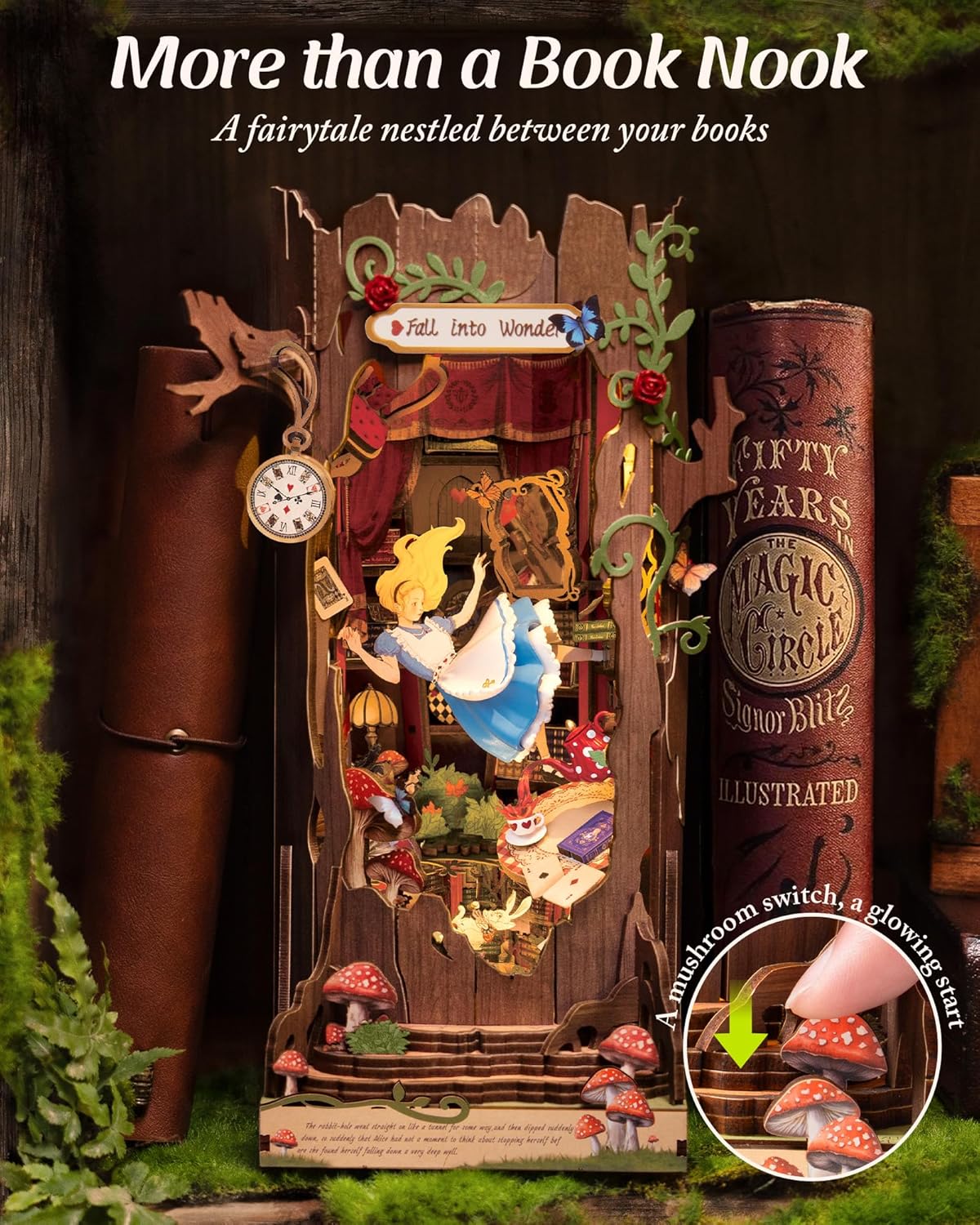 Thumbnail 3 de ROBOTIME Book Nook Booknook in Legno “Fall into Wonder” – diorama fai-da-te con luci, stile fiaba