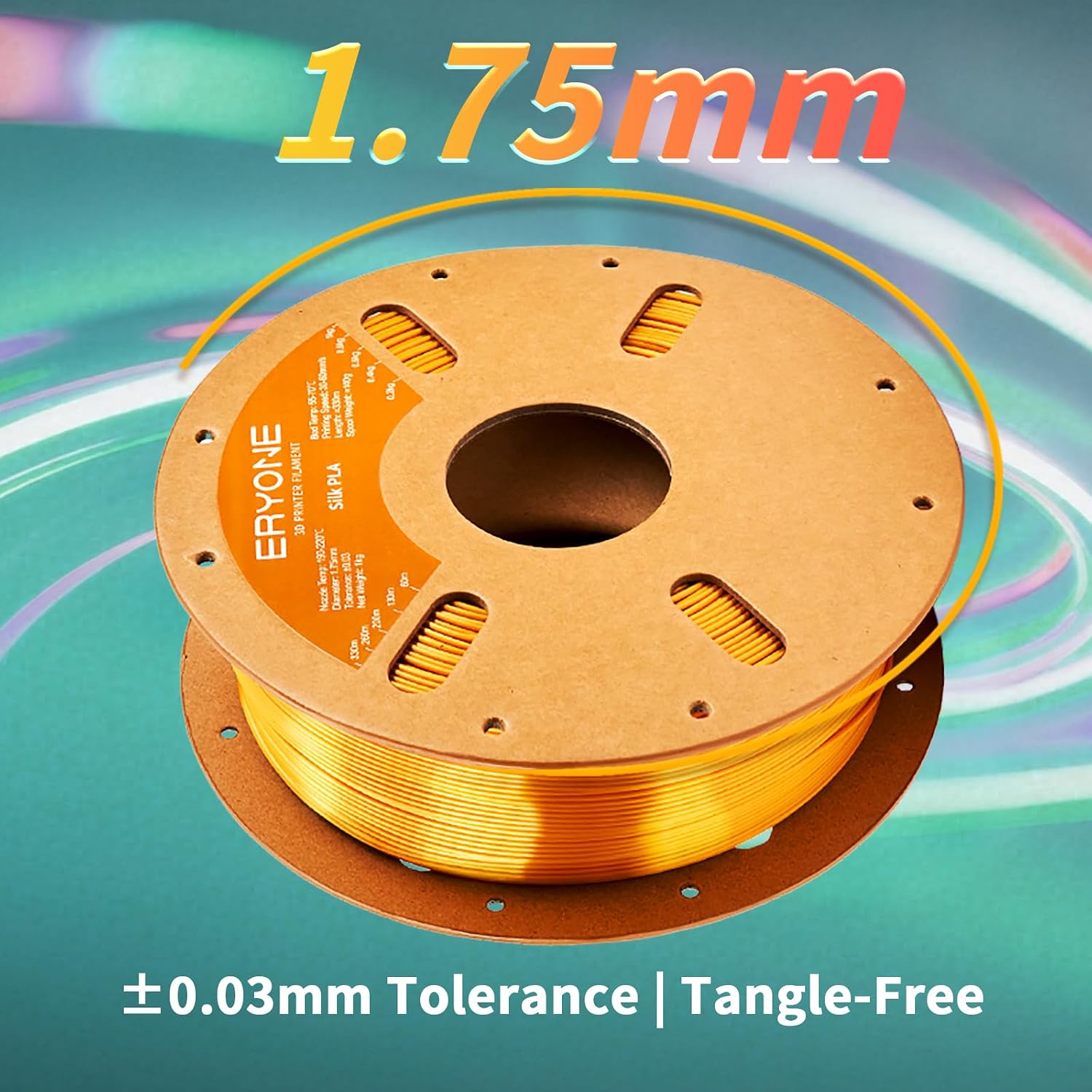 Detalle 1 de ERYONE Silk Color PLA Filament, 1.75 mm, Silk Glod, 1 kg