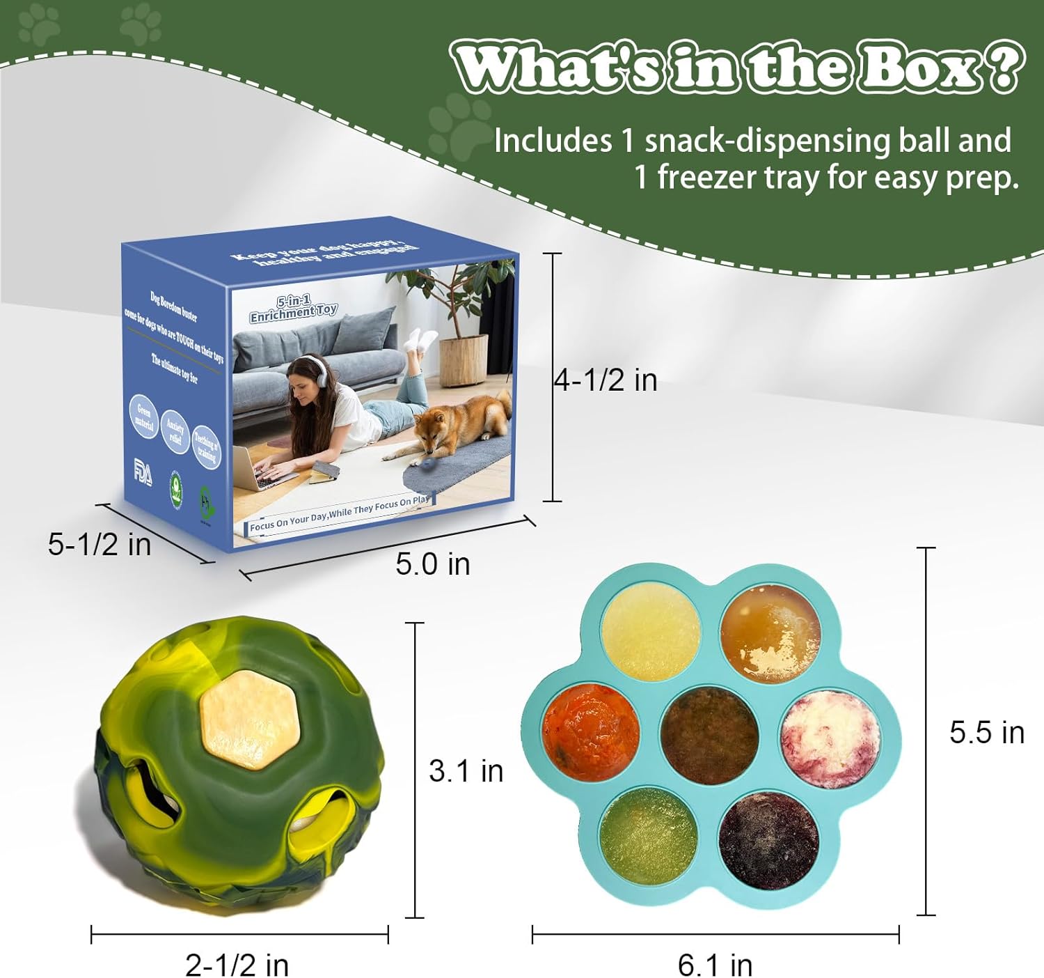 Thumbnail 6 de Freezeball Dog Toys 5-in-1 frozen treat puzzle for large dogs (Green, Small)