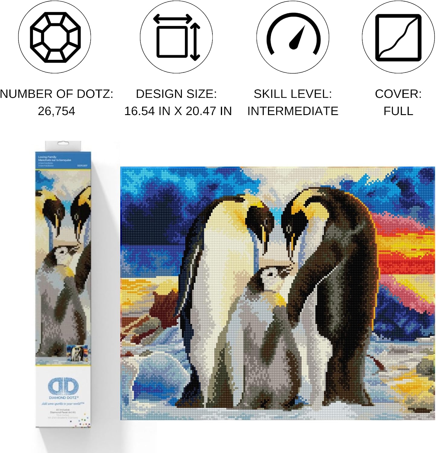 Thumbnail 1 de DIAMOND DOTZ 2592650 Original 5D Diamond Painting Set – Pinguin Familie (52 x 42 cm)