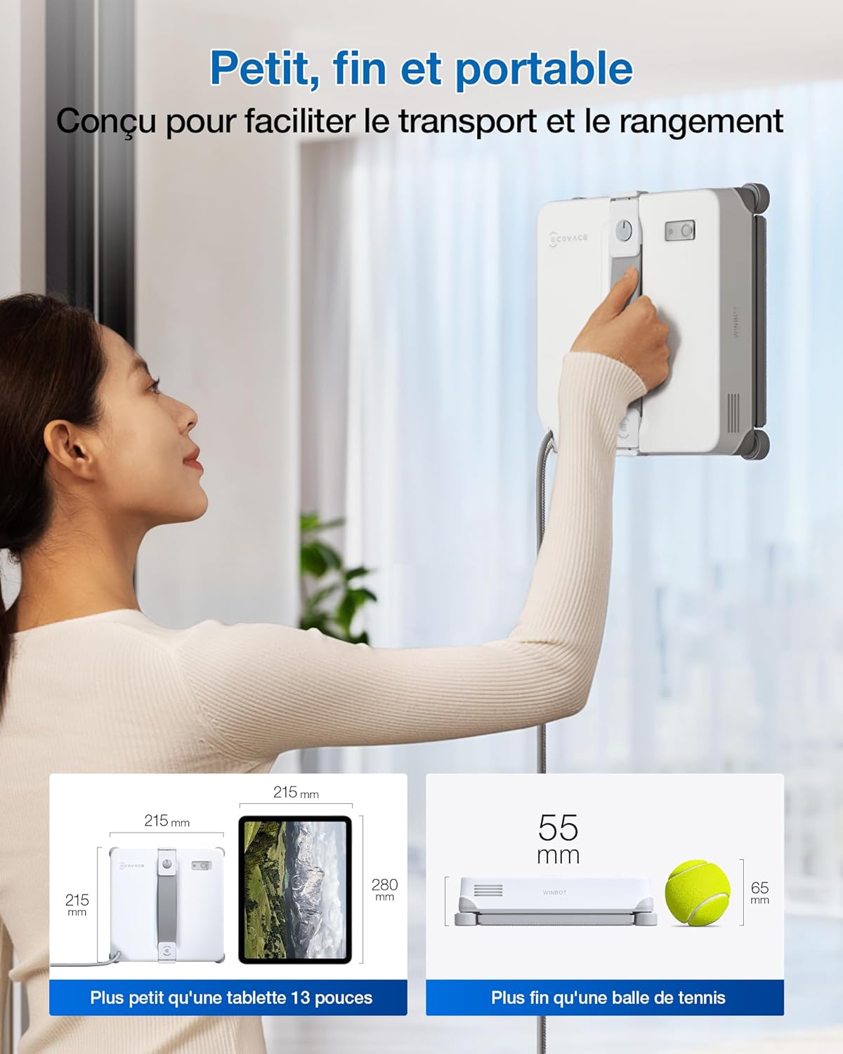 Thumbnail 2 de ECOVACS WINBOT Mini 2 — Robot Nettoyeur de Vitres ultra-mince, navigation intelligente et sprays ultrasoniques