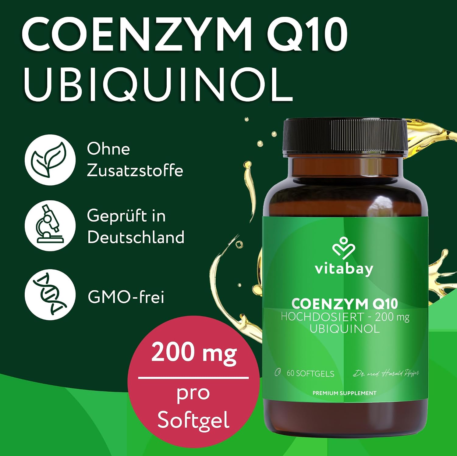 Thumbnail 2 de Vitabay Coenzym Q10 Ubiquinol 200 mg 60 Kapseln
