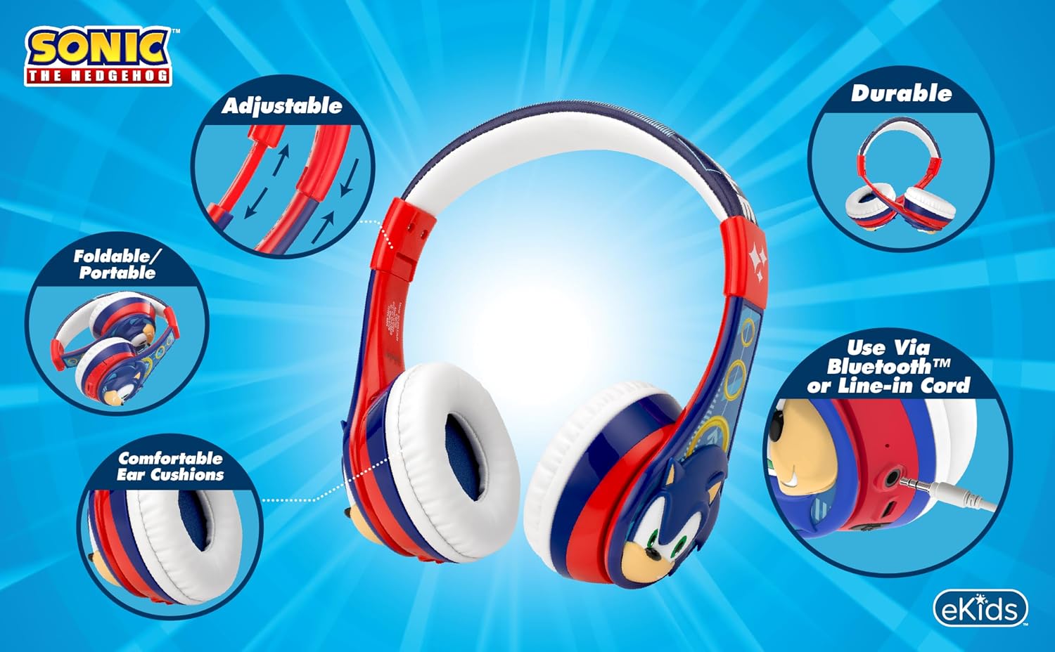 Detalle de Sonic The Hedgehog Bluetooth Headphones for Kids