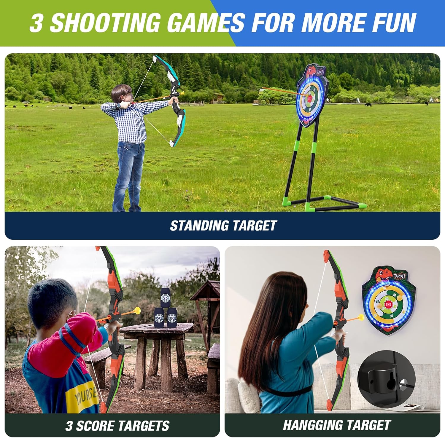 Detalle de HYES 2 Pack Bow and Arrow Set for Kids