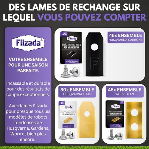 Thumbnail 6 de Filzada 45 lames de rechange pour robot tondeuse, acier inoxydable, 0,75 mm