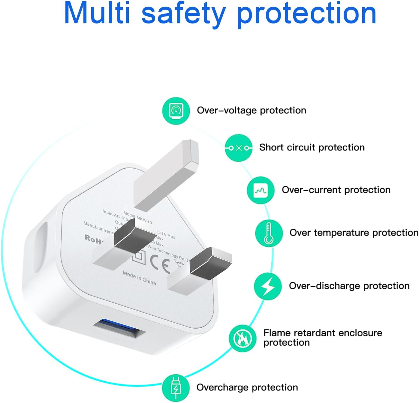 Thumbnail 1 de LOVEAI 2Pack USB Plug UK 3-Pin Mains Charger (5V 1A) for iPhone & iPad