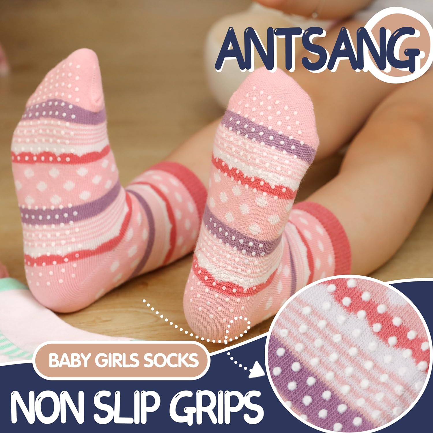 Detalle de ANTSANG Anti-Rutsch Stoppersocken 12 Paar