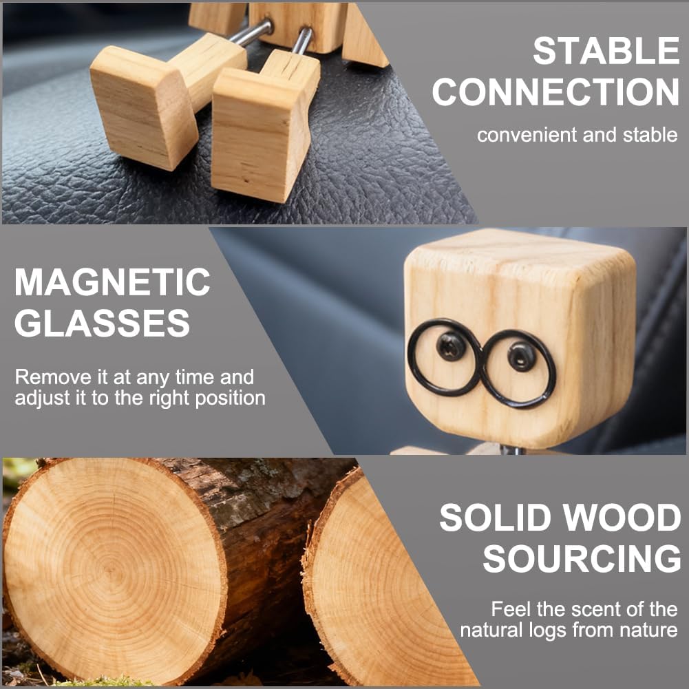 Thumbnail 2 de Vicloon Rocking Wooden Figurine with 12 Expressions, Hand-Polished