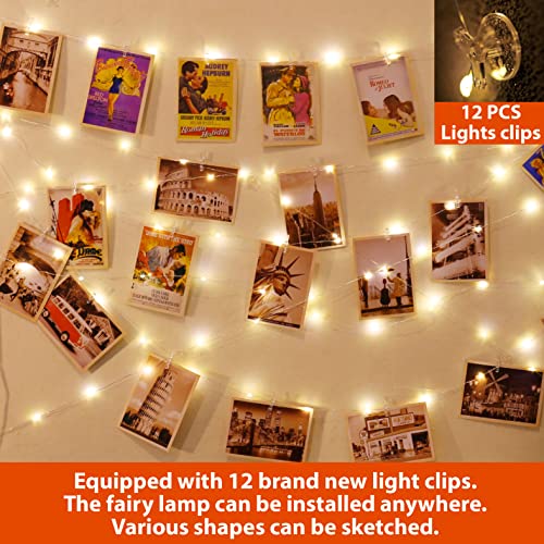 Thumbnail 2 de HXWEIYE 120LEDs Photo Clips String Light, 40Ft USB, 8 Modes & Timer