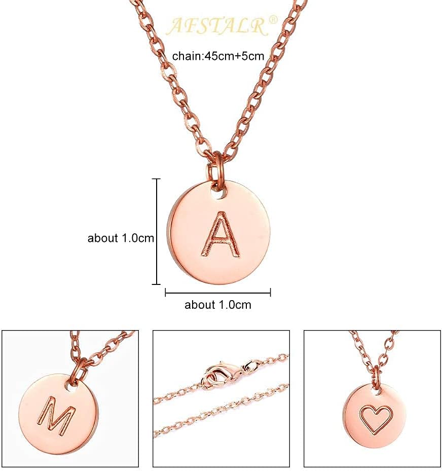 Detalle de AFSTALR Damen Initialen-Kette mit Buchstaben-Anhänger und Herzen (Edelstahl) – B – Gold/Roségold/Silber