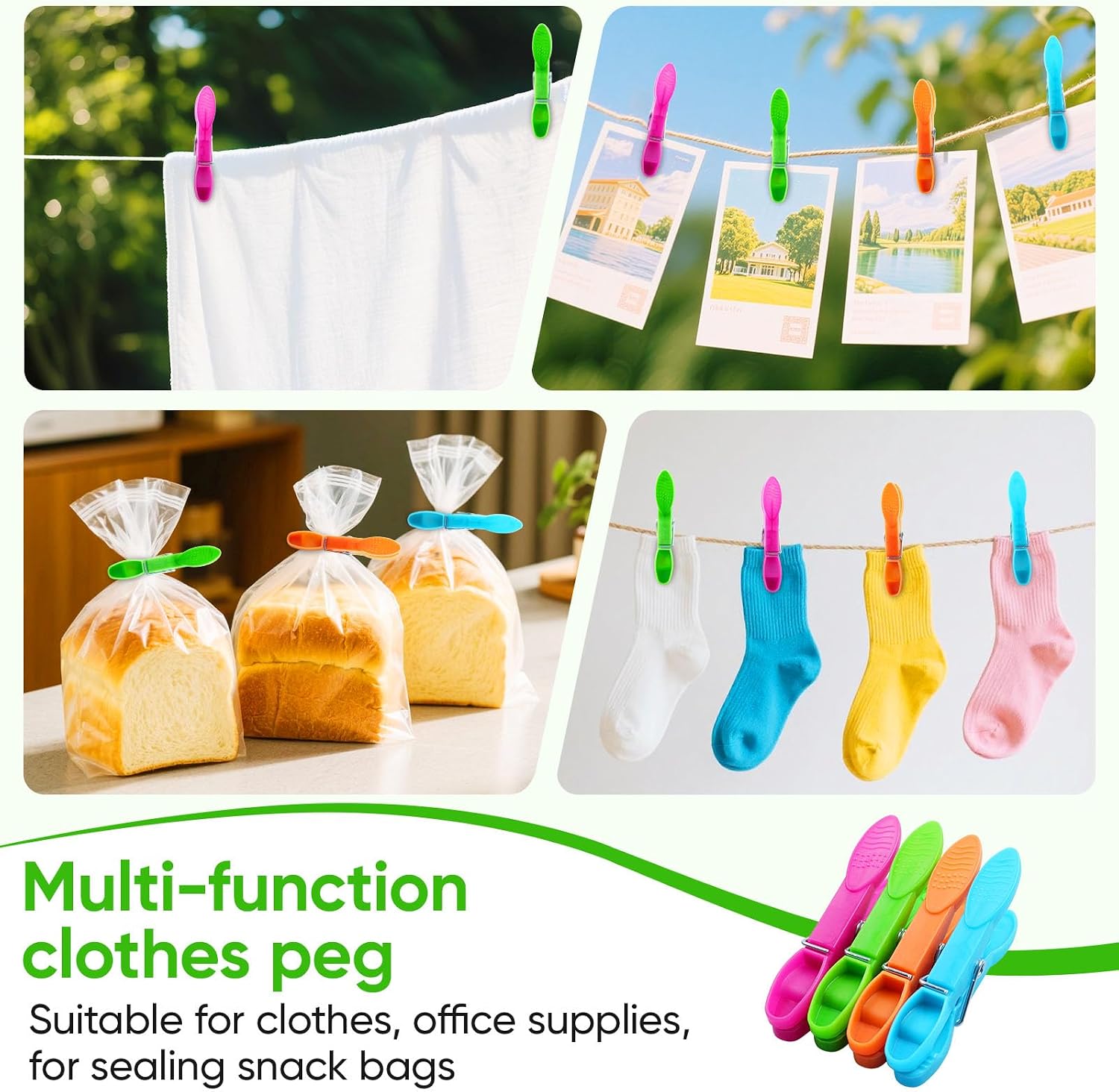 Thumbnail 6 de 60 Pack Clothes Pegs with Bag – Extra Strong, Windproof, Non-Slip Laundry Clips in 4 Colours