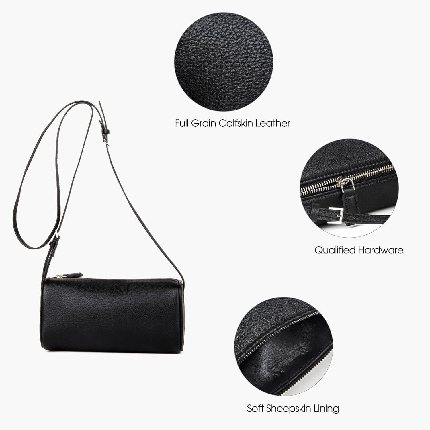 Detalle de DONNAIN Premium Full-Grained Leather Crossbody 7.48