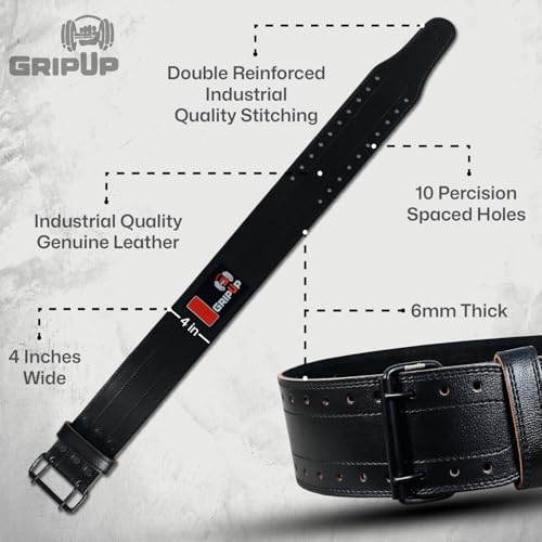 Detalle de GripUp Weight Lifting Belt 6mm, 4โณ Support ๐