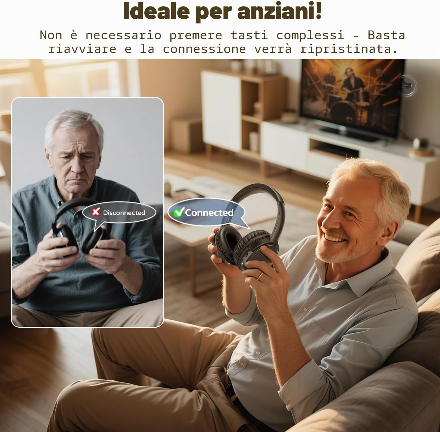Thumbnail 5 de Holdsound Cuffie TV Wireless: Comfort, Libertà di movimento e audio senza fili per la TV