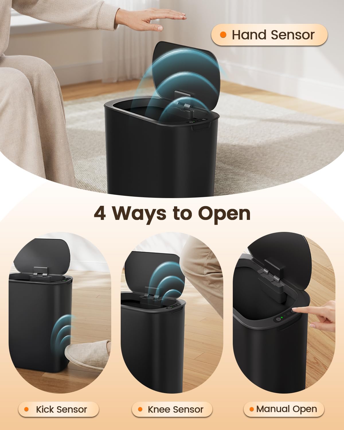 Detalle de TIPGO 5-Gallon Motion Senor Trash Can ⚙