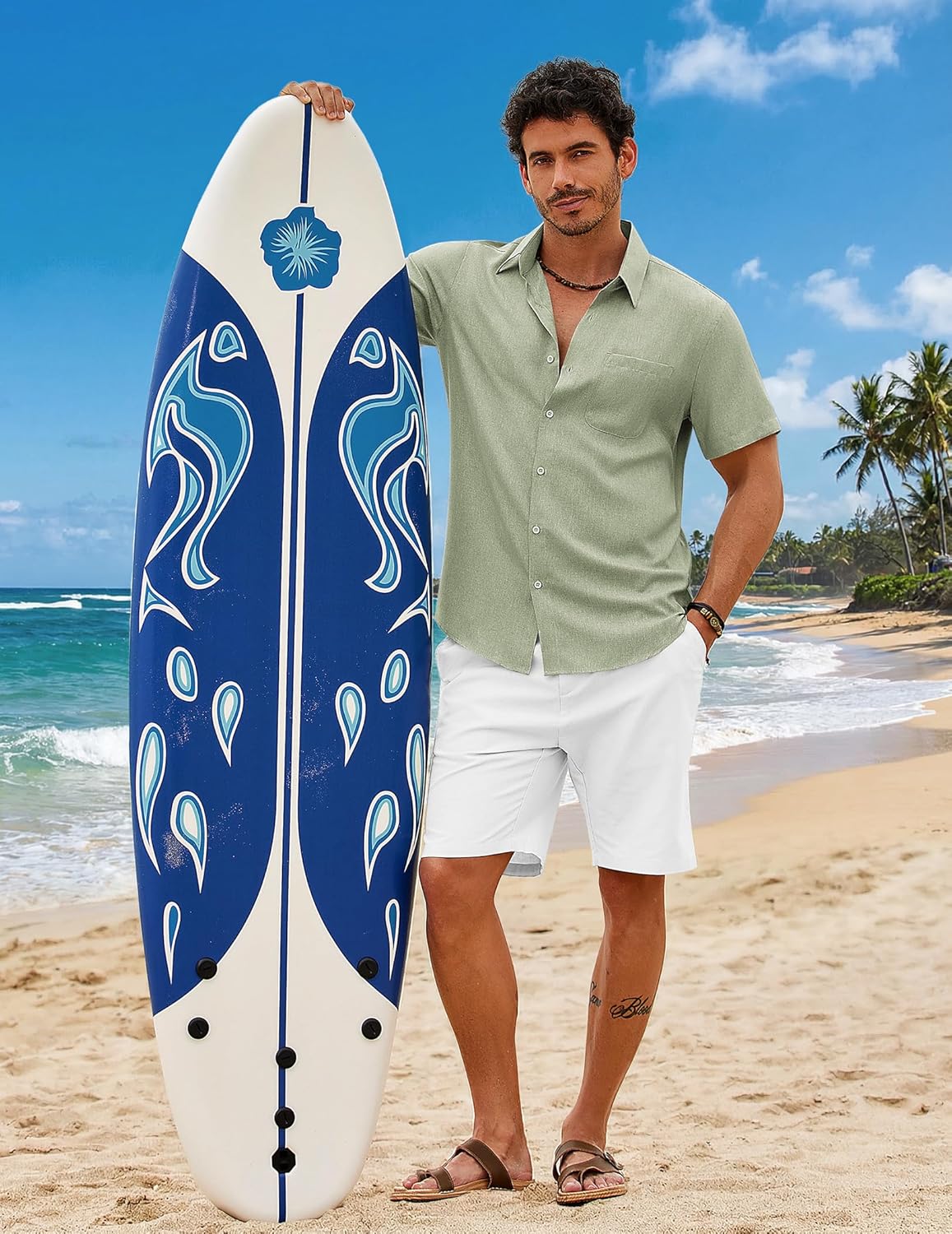 Thumbnail 3 de COOFANDY Herren Hemd Kurzarm Sommer – Leichtes Freizeithemd mit Brusttasche, Regular Fit