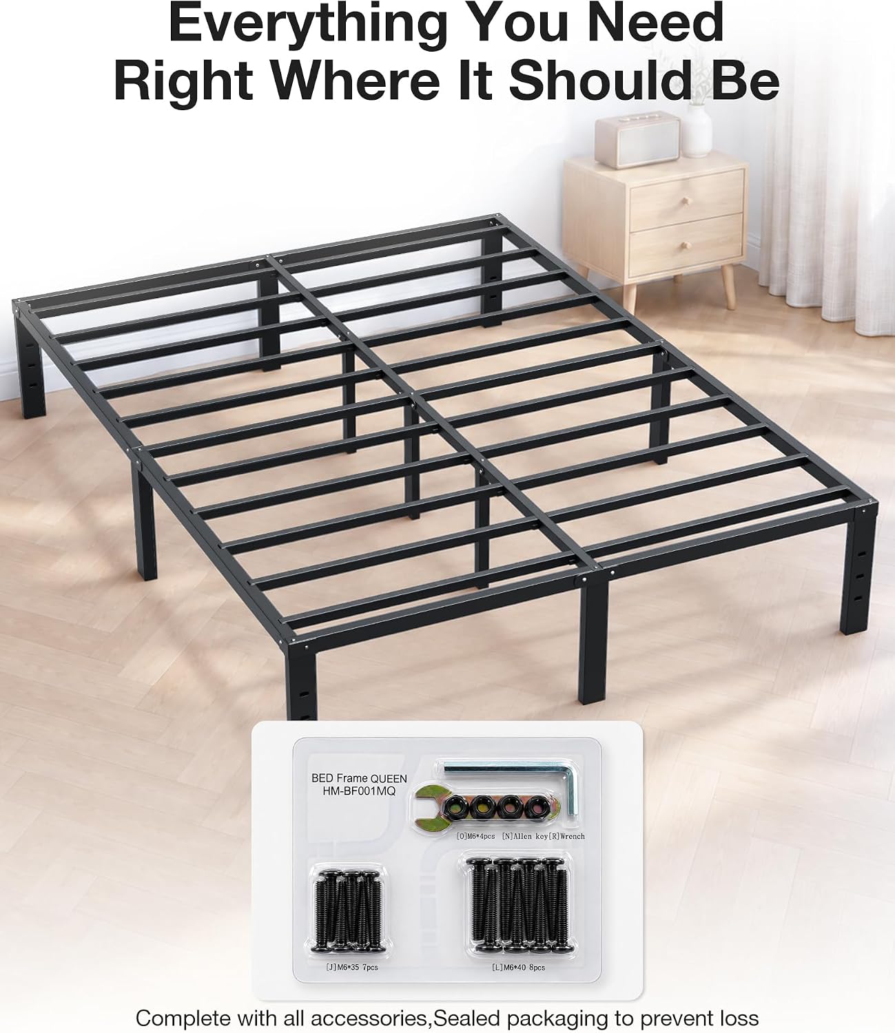 Thumbnail 6 de YORWEN BF-Queen-14 Queen Metal Platform Bed Frame, 12.4-Inch Storage