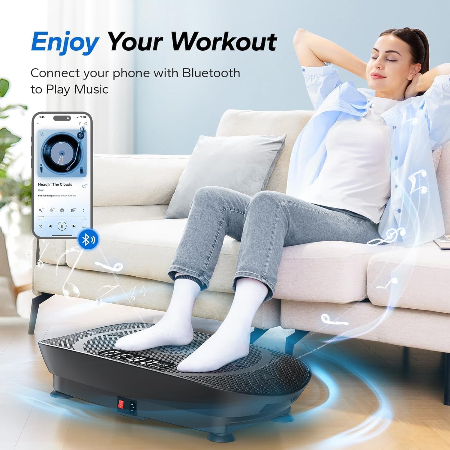 Thumbnail 1 de MERACH CV30 Pro Curved Vibration Plate, 10 Levels, Bluetooth and LED Display