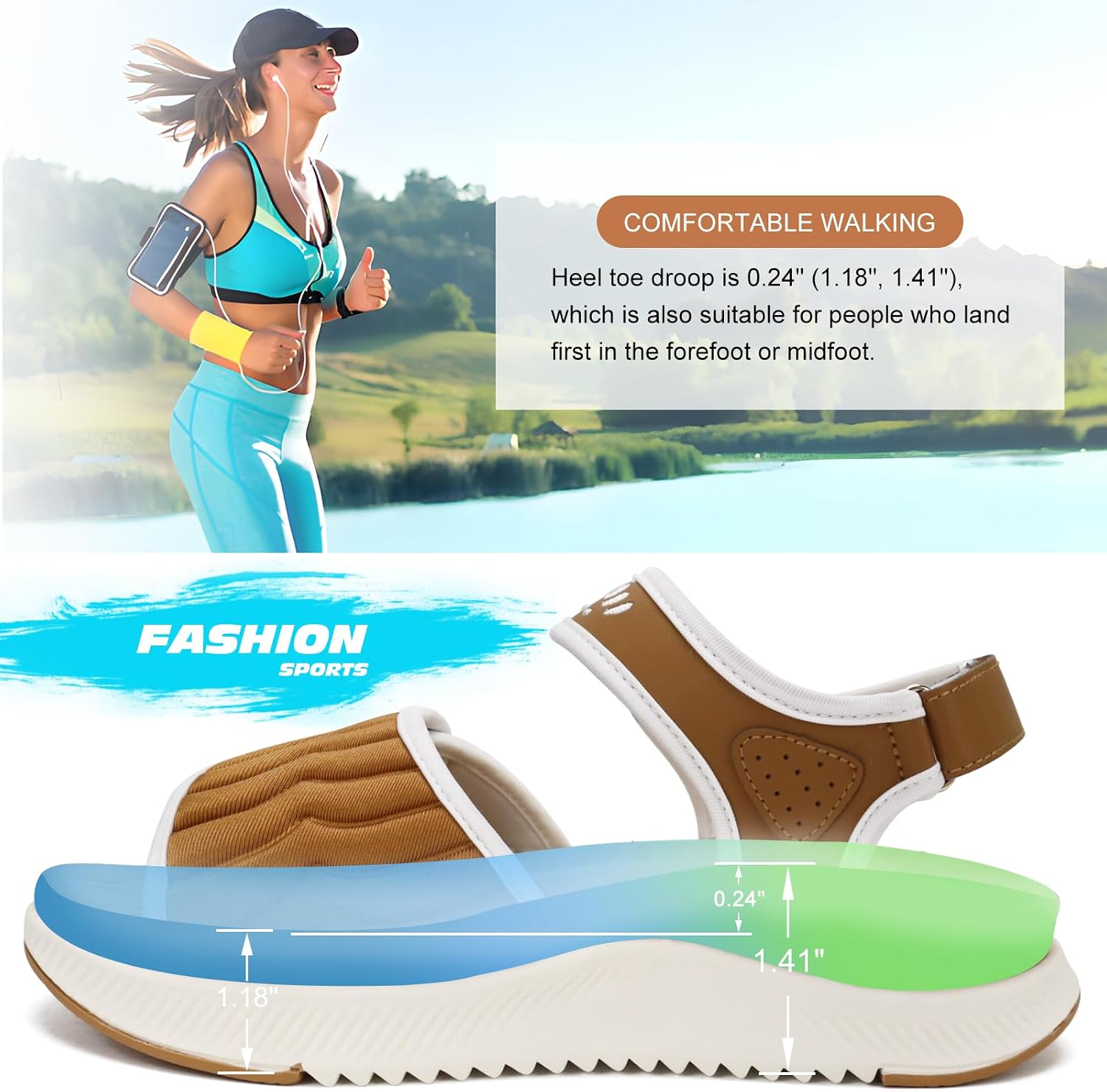 Thumbnail 5 de ONCAI Women’s Walking Sandals with Arch Support & Orthotic Footbed (3 Strap, UK Size 4–10)