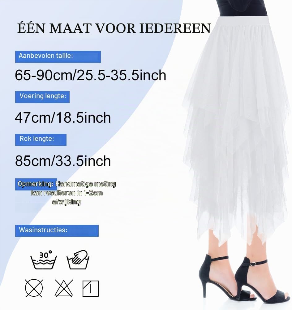 Detalle de AUYAO 4553886 tule rok met elastische tailleband en gelaagde A-lijn